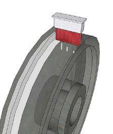 使用线性相控阵探头检测轮子的踏面。