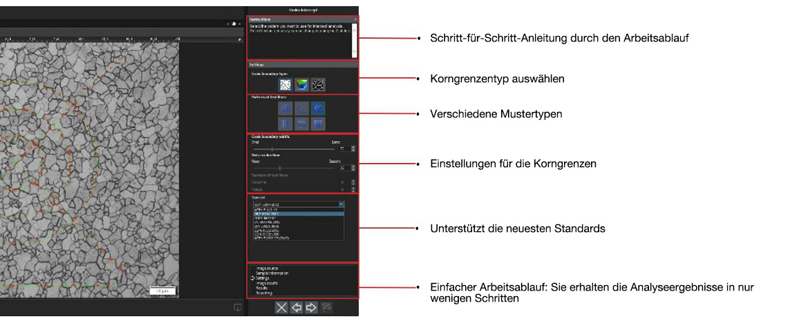 Korngrößenbestimmung nach dem Linienschnittverfahren nach Heyn