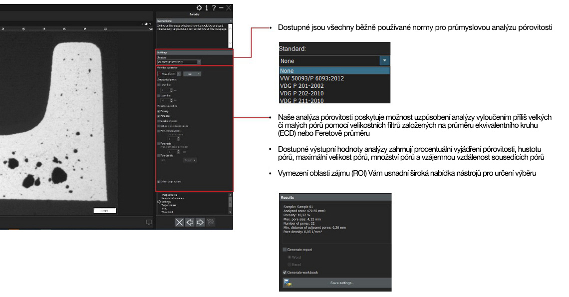Řešení pro analýzu pórovitosti