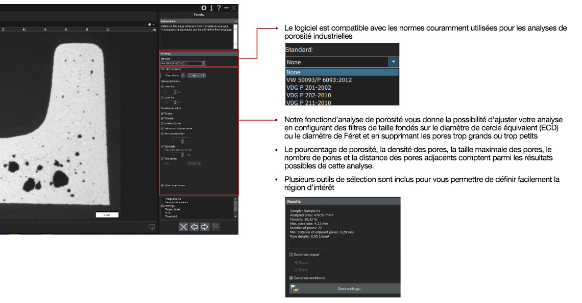 Fonctions dédiées à l’analyse de porosité