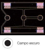 Estrutura em wafer semicondutor – campo escuro