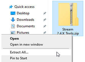  Right-click on the icon and select [Extract All…] from the pop-up menu.