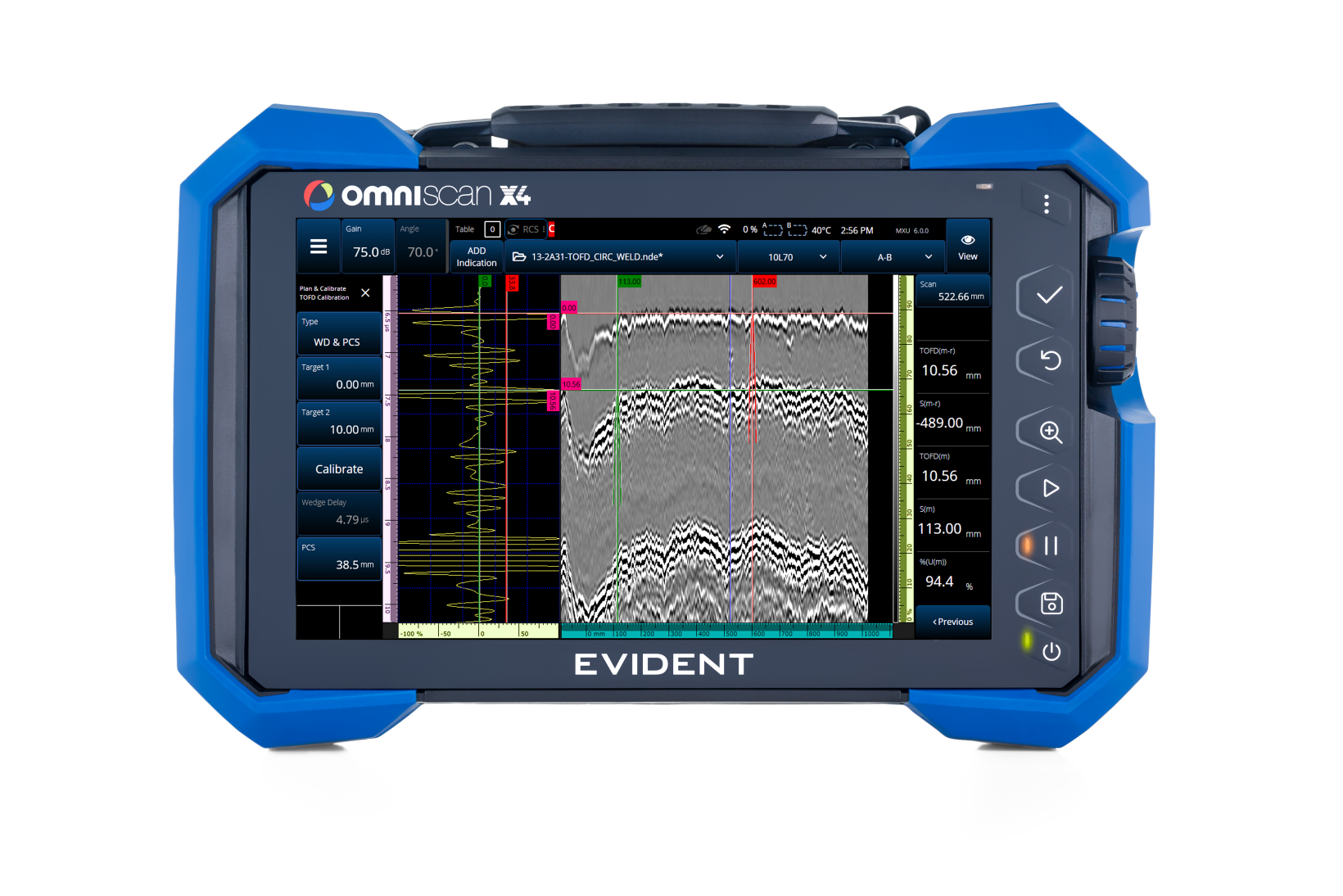 Time-of-flight diffraction (TOFD) on a phased array flaw detector