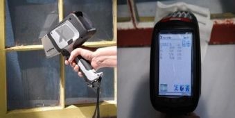 奥林巴斯DELTA手持式XRF分析仪检测窗户上的铅漆和尘扫，以筛查出污染物。