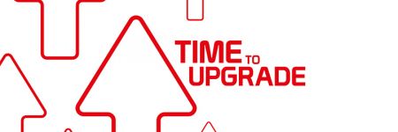 Grafica con l'indicazione delle frecce e delle parole "è ora di effettuare l'upgrade"