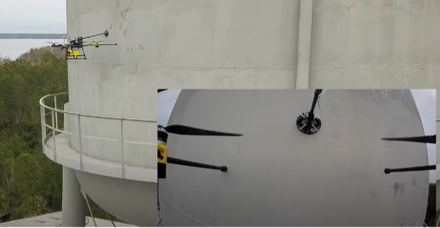利用空中机器人进行超声波测厚仪厚度测量