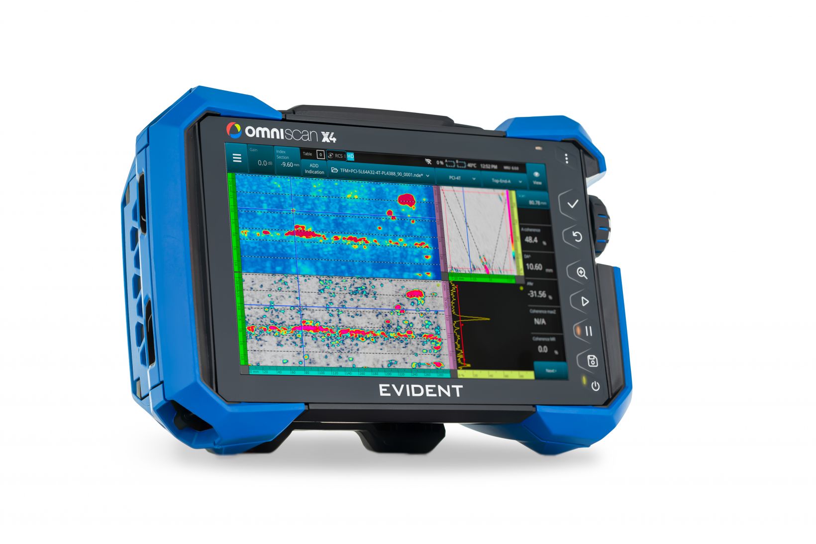 OmniScan X4 flaw detector with TFM and PCI imaging on its display