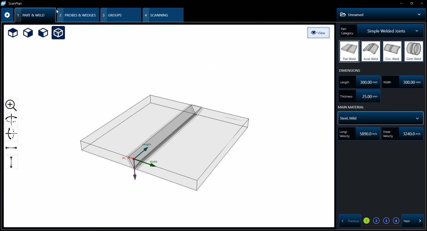 ScanPlan软件的工件&焊缝选项卡提供3D建模功能