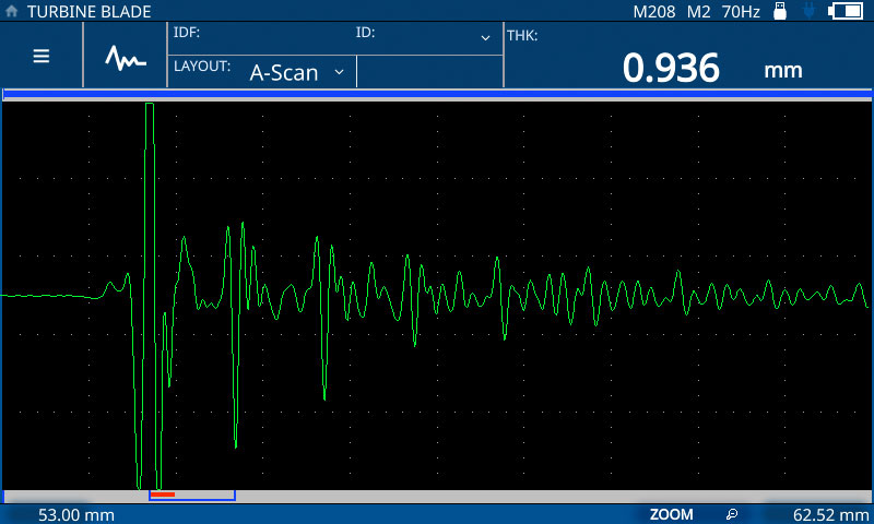 Mediciones de espesor precisas en la inspección de álabes de turbinas