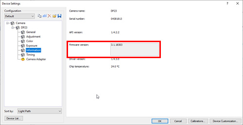 Cameras with a firmware version lower than “3.1.18980” need to be updated.