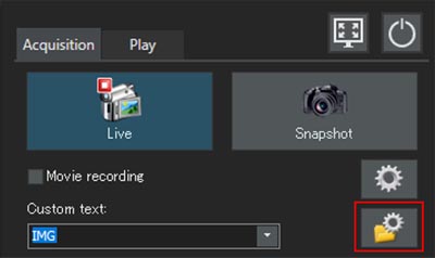Click the acquisition Settings button after starting DP2-AOU software