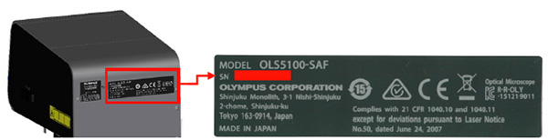 Serial No. is the number shown on the back side of microscope