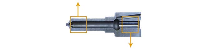 Cut-away section of a nozzle 