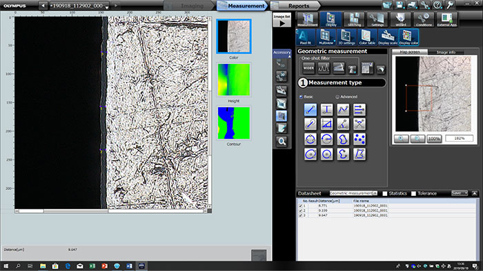 Measure any part of the pipe by selecting from the stitched image