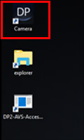 After DP2-AOU restarts, when the desktop screen appears, double-clip the Camera icon in the upper left corner of the desktop to launch the DP2-AOU application