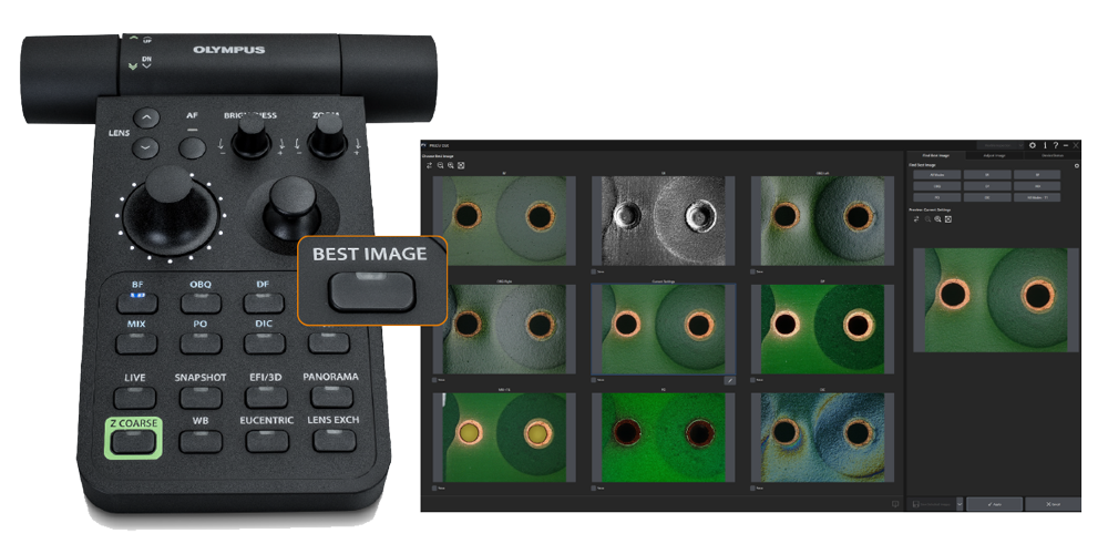 Best image function on the DSX2000 digital microscope