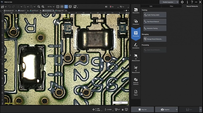 Live image on the DSX2000 digital microscope