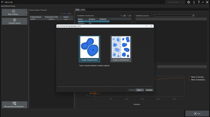 Neural network training in PRECiV DSX software